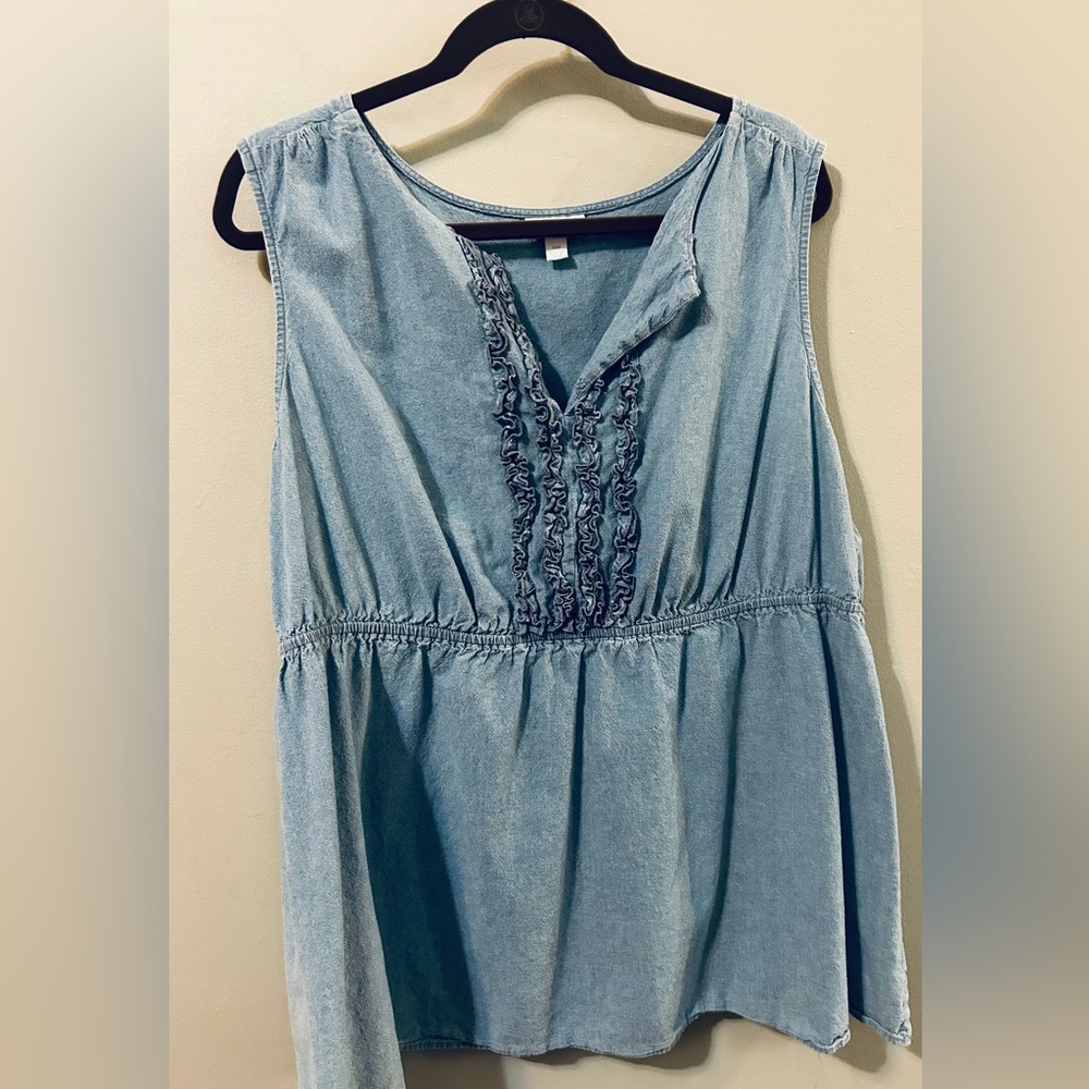 EUC RARE FIND!!! CHARTER CLUB LADIES DENIM VINTAGE SLEEVELESS SHIRT SIZE 18W